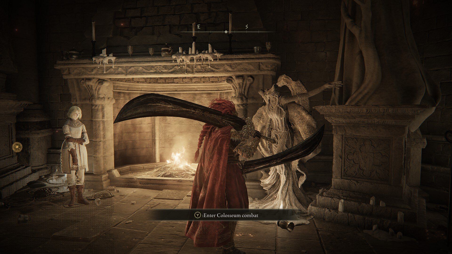 The Colosseum in Elden Ring can be accessed via Marika's statue in the Roundtable Hold (Image via FromSoftware)
